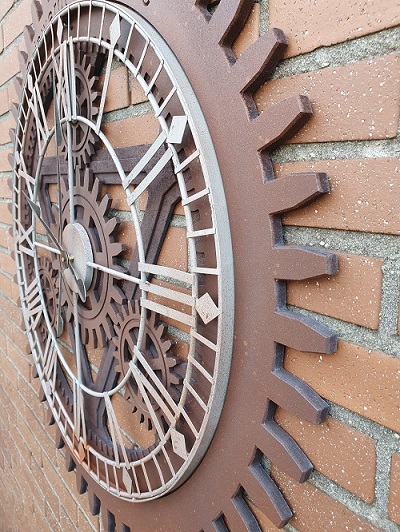 VEDEXA Grote Wandklok Met Echte Bewegende Tandwielen Oversized Industriële Steampunk Decoratieve Retro Romeinse Cijfers Skelet Stille Wandklokken Voor Woonkamer Keuken Kantoor Decor, 80cm VEDEXA Grote